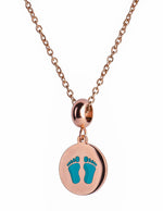 Charm Huellitas de Bebé Capri - Oro Rosa y Azul