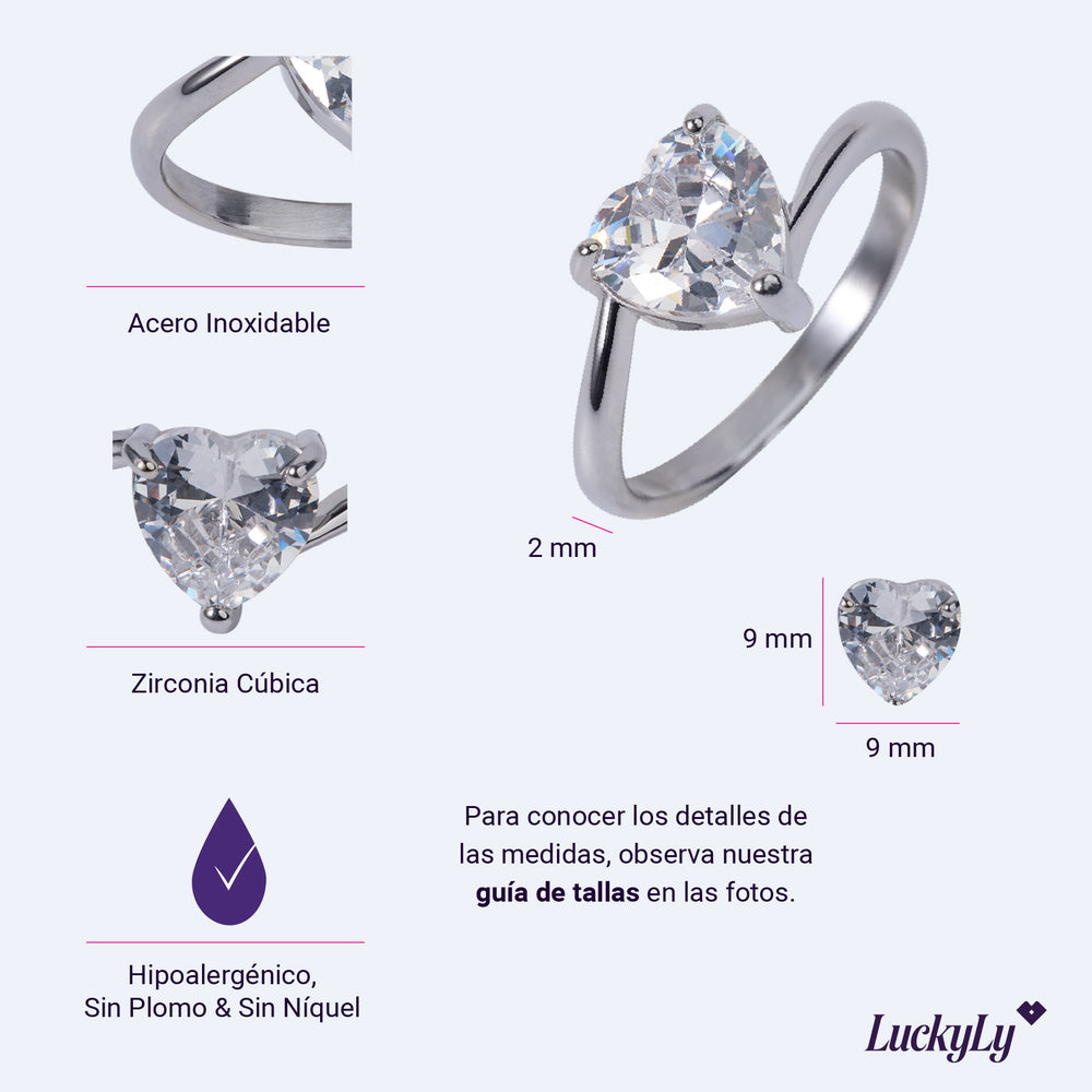 Anillo de Corazón Aida - Plata 9