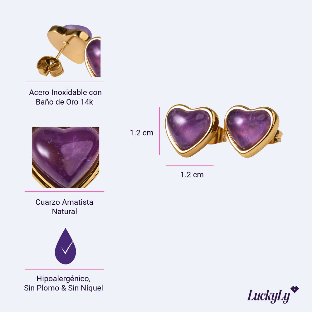 Aretes de Corazón Nadia - Amatista