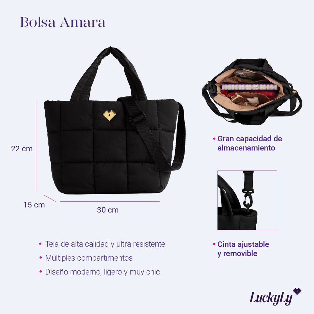 Bolsa Acolchada Amara - Negro
