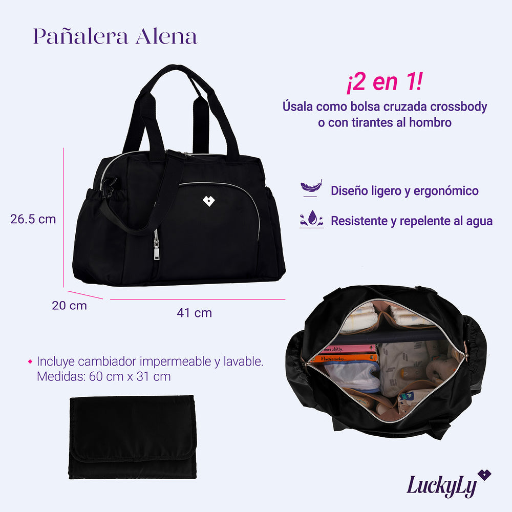 Pañalera para Bebé tipo Maleta Alena - Negro