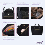 Pañalera para Bebé tipo Bolsa Tote Astrid - Negro