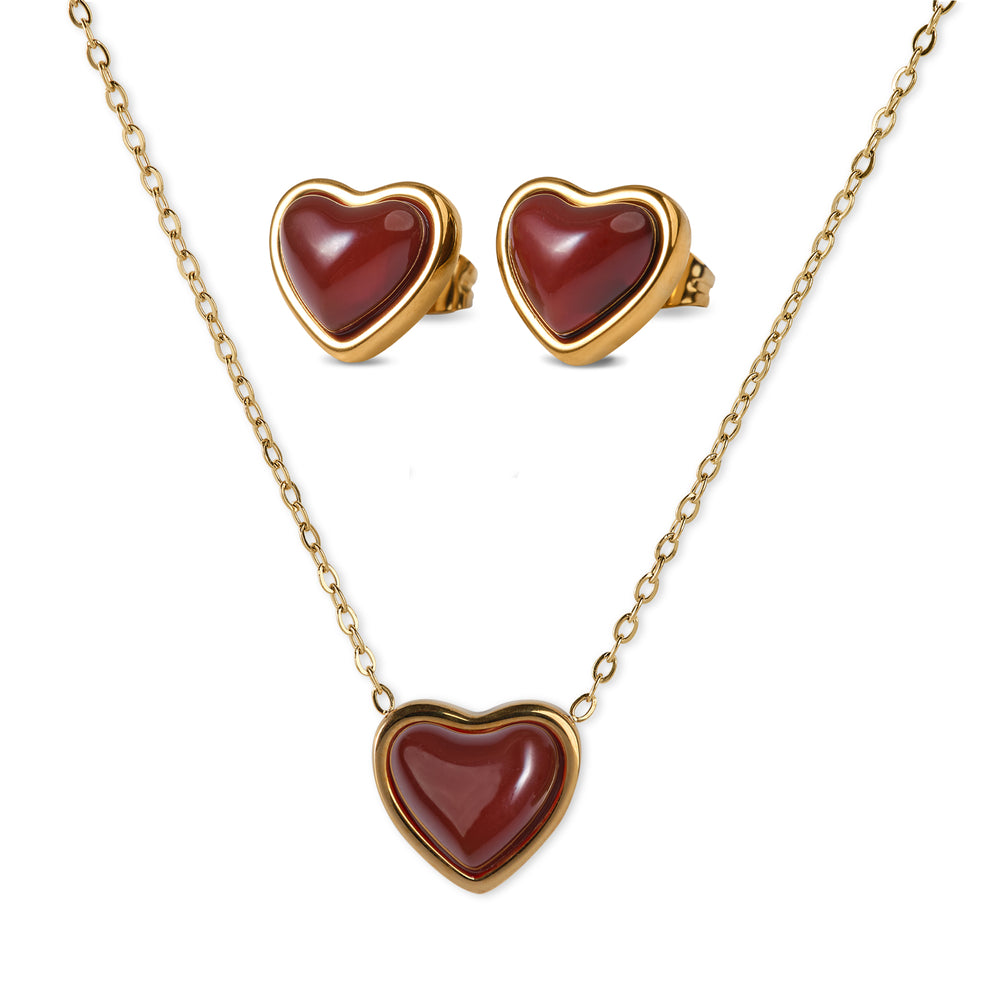 Set de Corazón Nadia - Ágata Roja