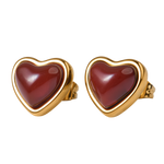 Aretes de Corazón Nadia - Ágata Roja
