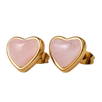 Aretes de Corazón Nadia - Cuarzo Rosa