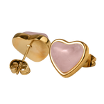 Aretes de Corazón Nadia - Cuarzo Rosa