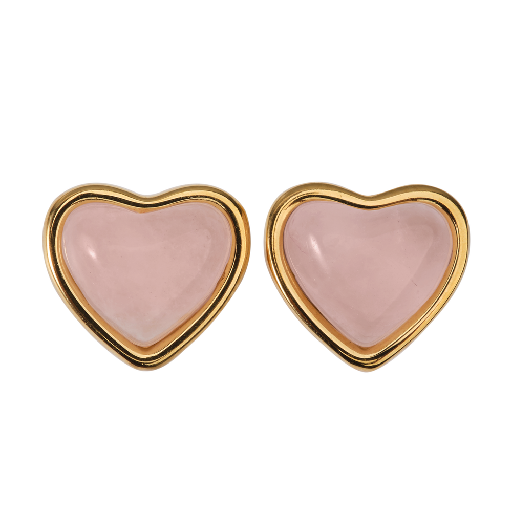 Aretes de Corazón Nadia - Cuarzo Rosa