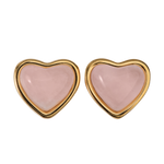 Aretes de Corazón Nadia - Cuarzo Rosa