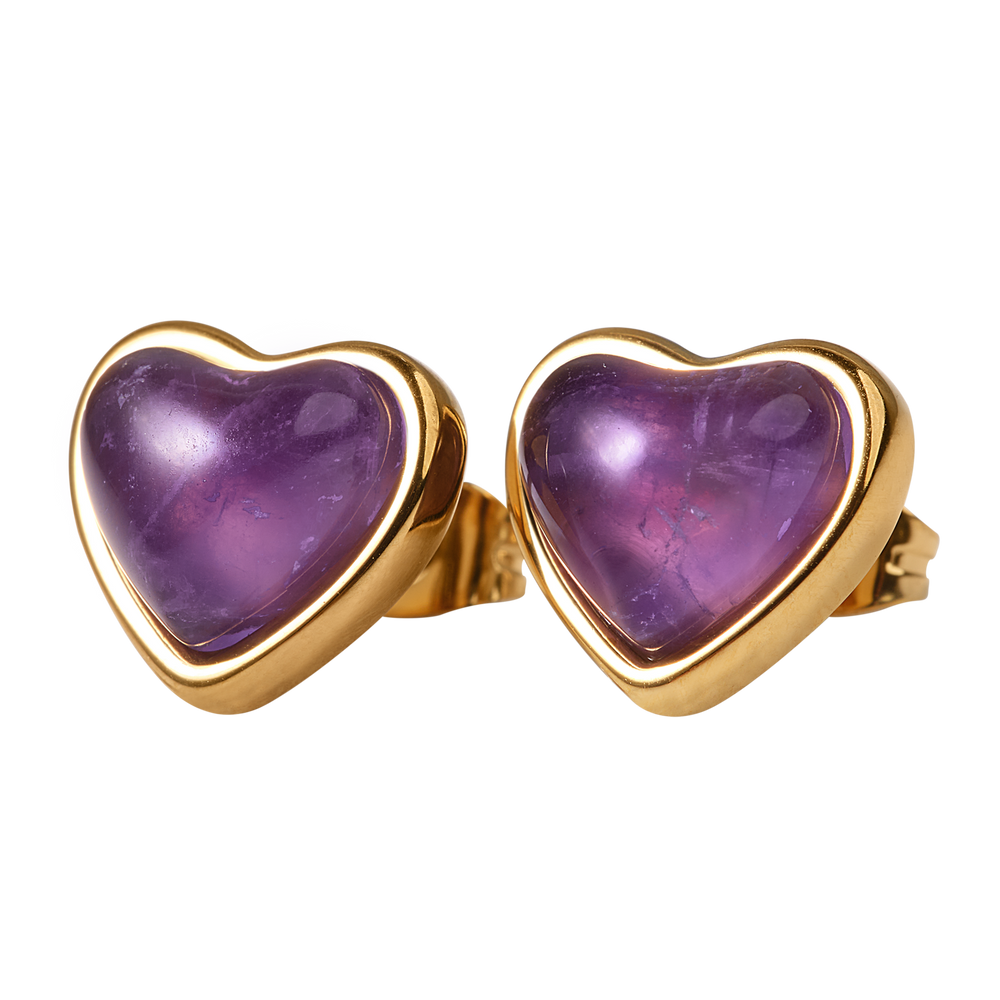 Aretes de Corazón Nadia - Amatista