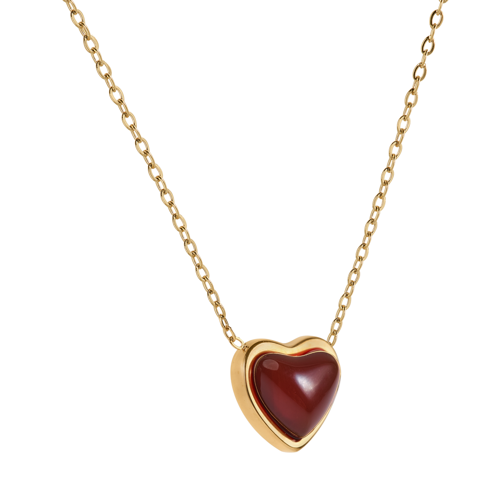 Collar de Corazón Nadia - Ágata Roja