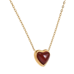 Collar de Corazón Nadia - Ágata Roja