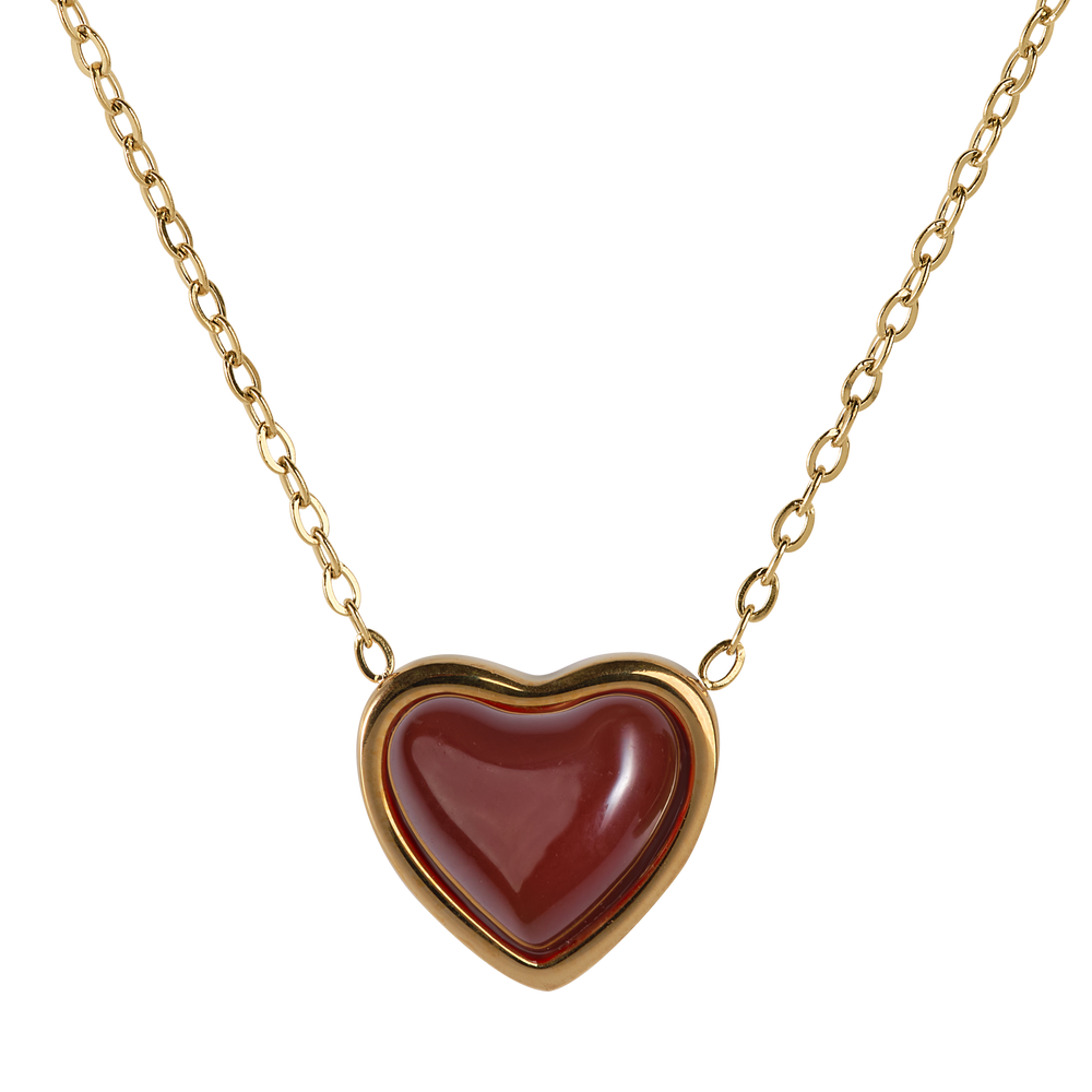 Collar de Corazón Nadia - Ágata Roja