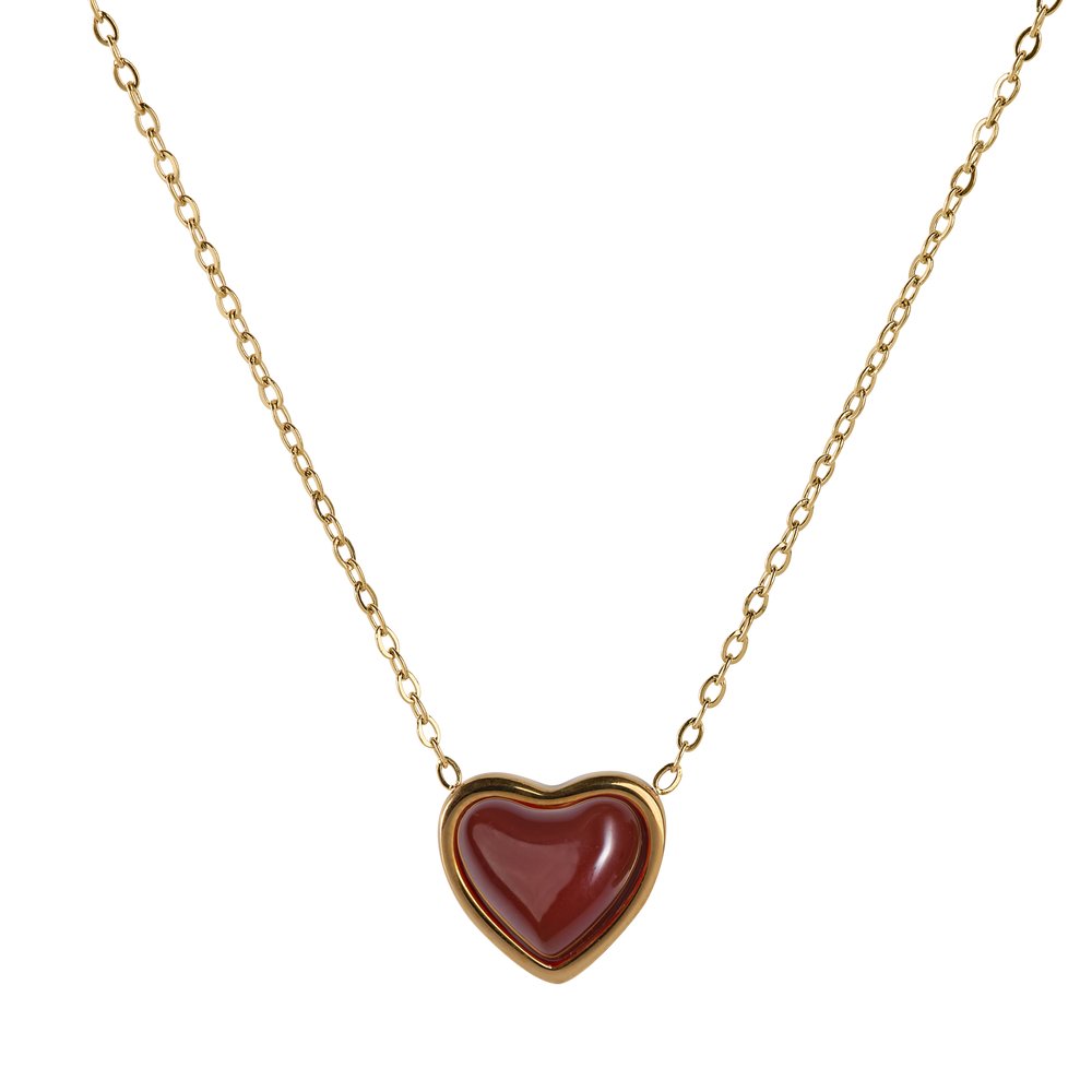 Collar de Corazón Nadia - Ágata Roja