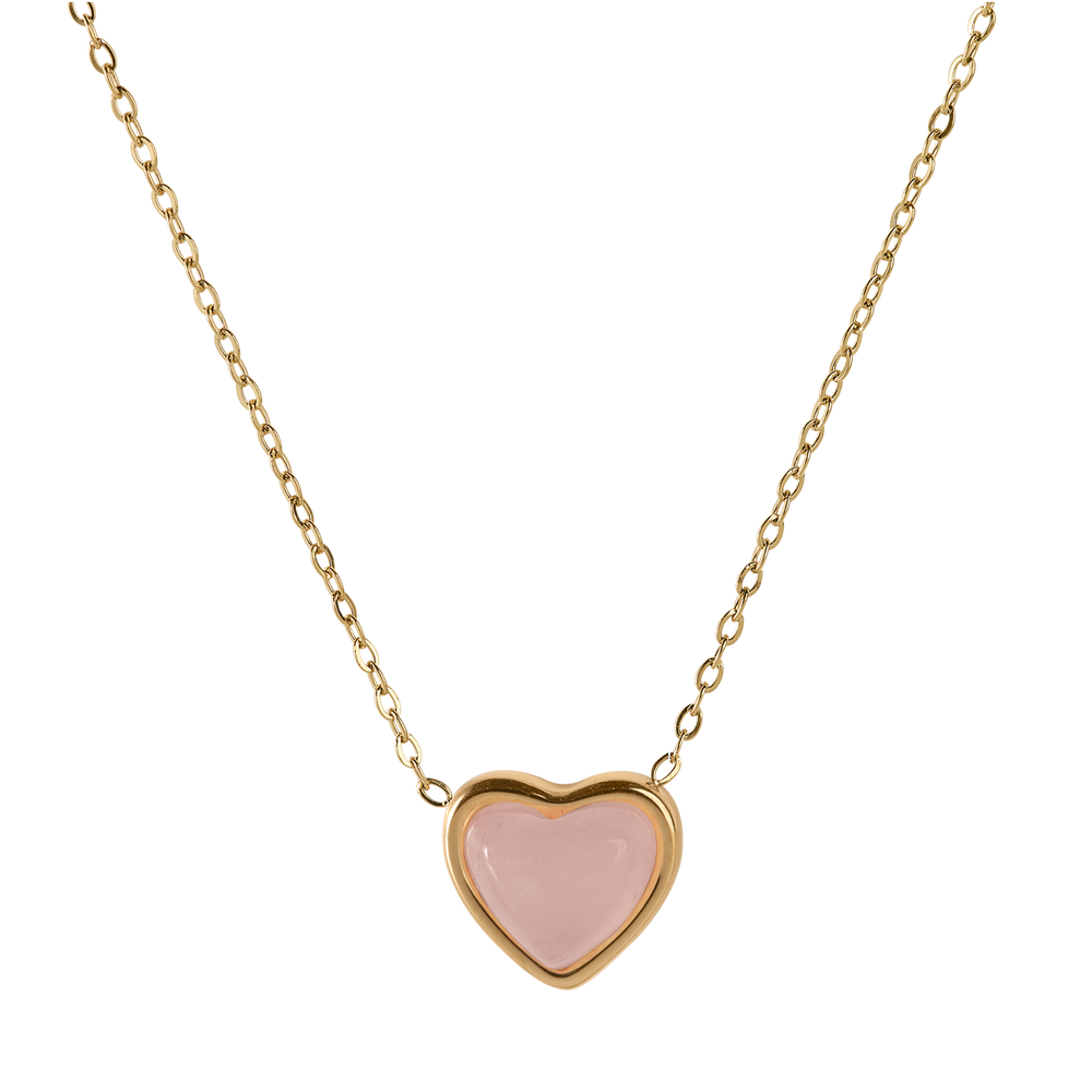 Collar de Corazón Nadia - Cuarzo Rosa