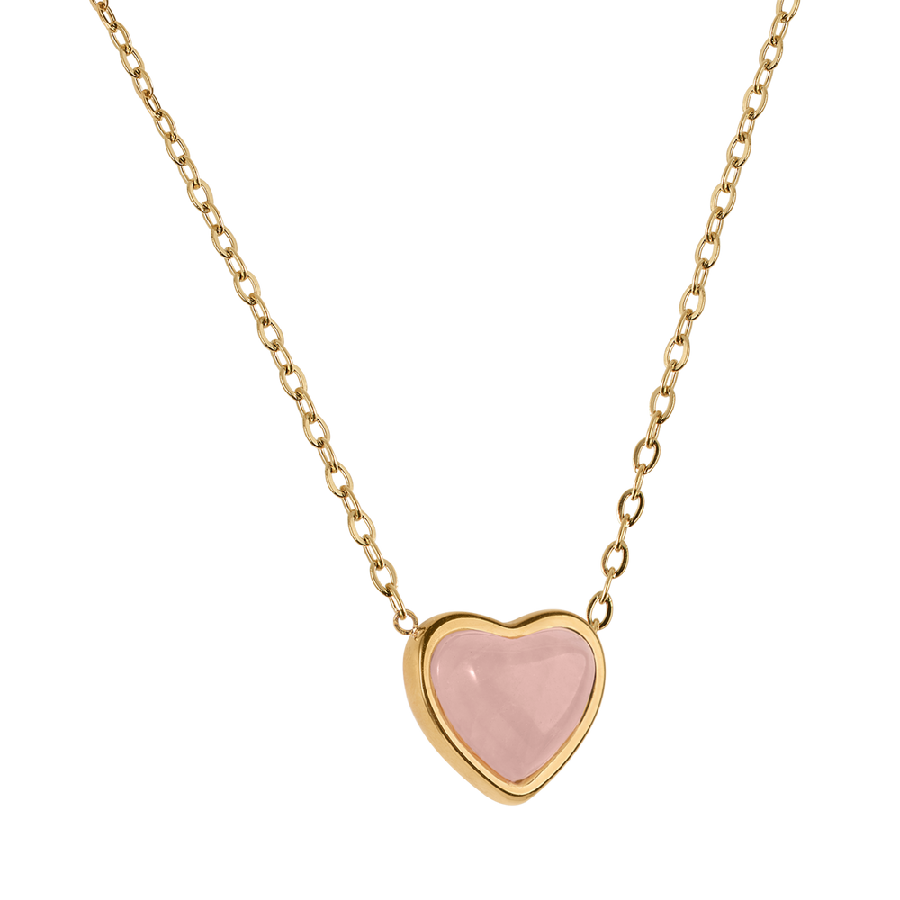 Collar de Corazón Nadia - Cuarzo Rosa