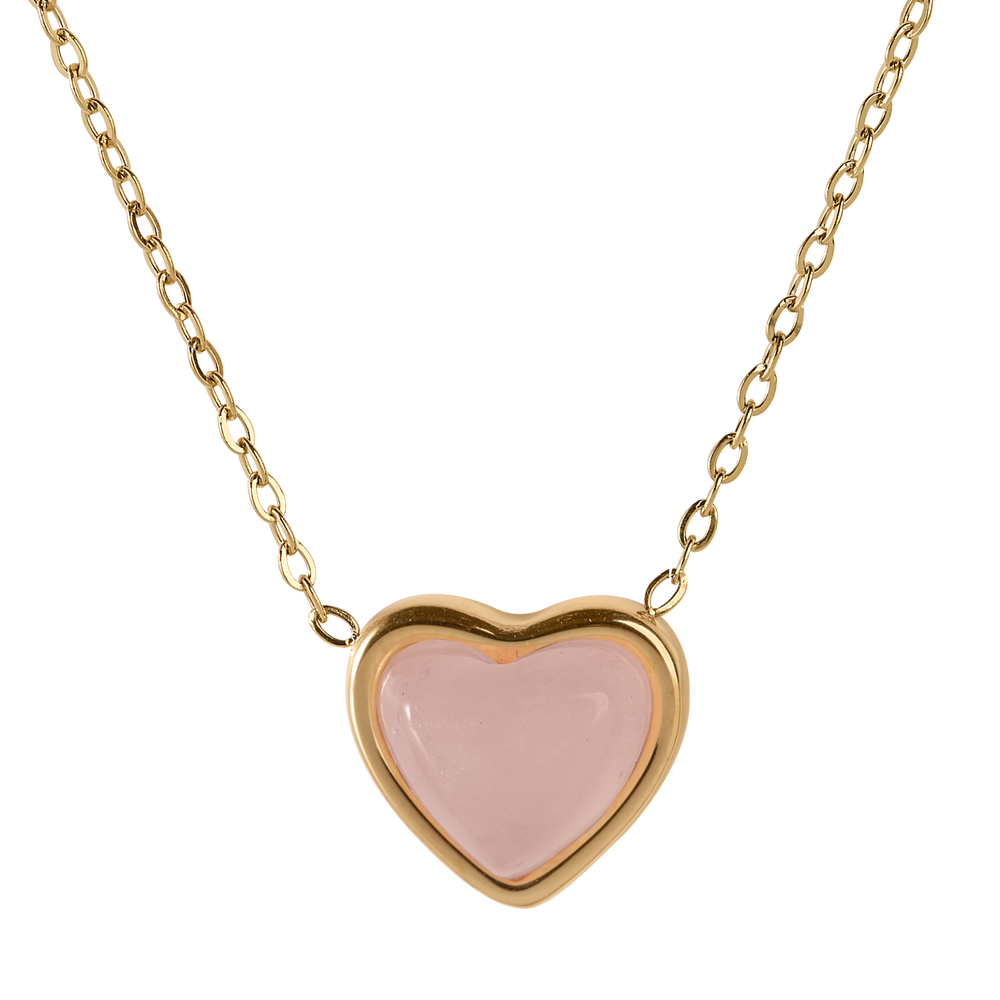 Collar de Corazón Nadia - Cuarzo Rosa