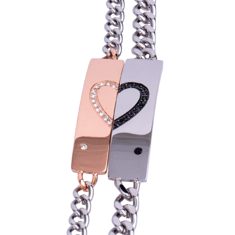 Pulsera Identificativa De Acero Inoxidable Grabada – Para Hombre Y Mujer, En Plata, Oro O Piel, Con Corazón