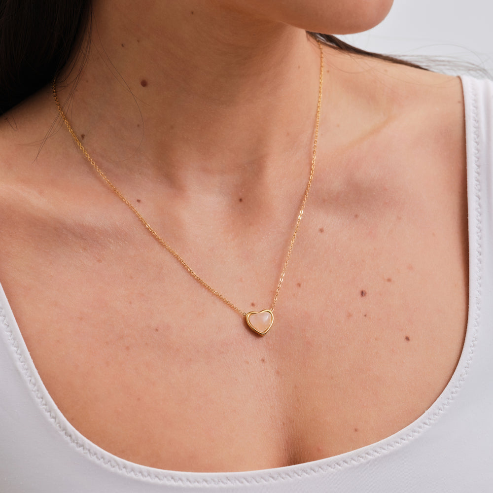 Collar de Corazón Nadia - Cuarzo Rosa