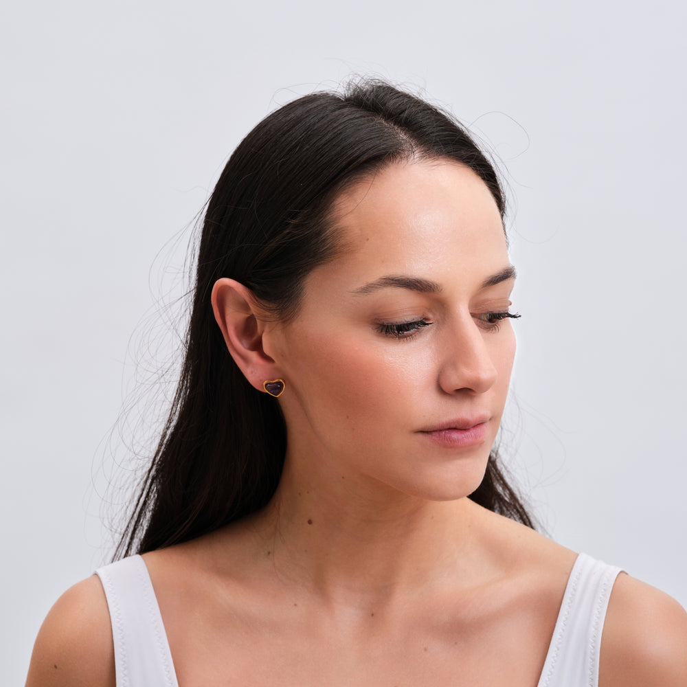 Aretes de Corazón Nadia - Amatista