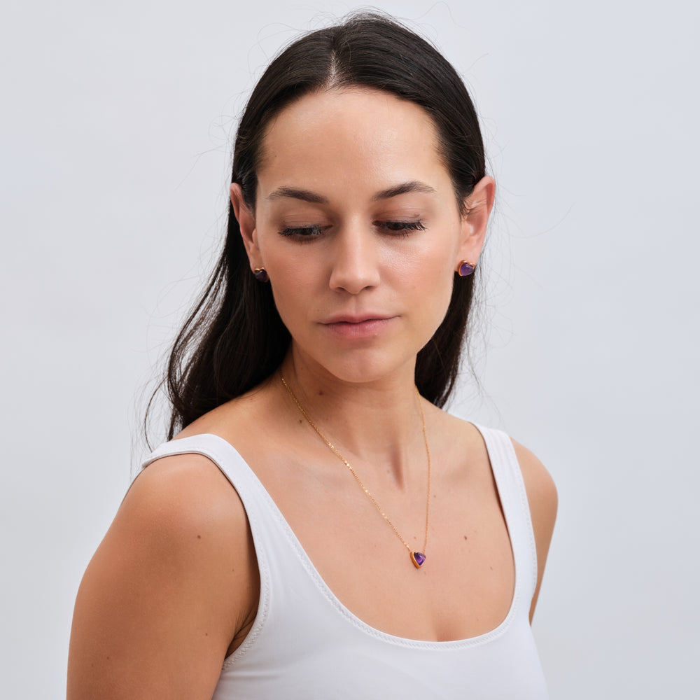 Aretes de Corazón Nadia - Amatista