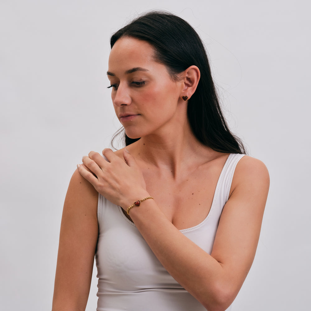 Pulsera de Corazón Nadia - Ágata Roja