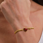 Pulsera de Corazón Nadia - Ágata Roja