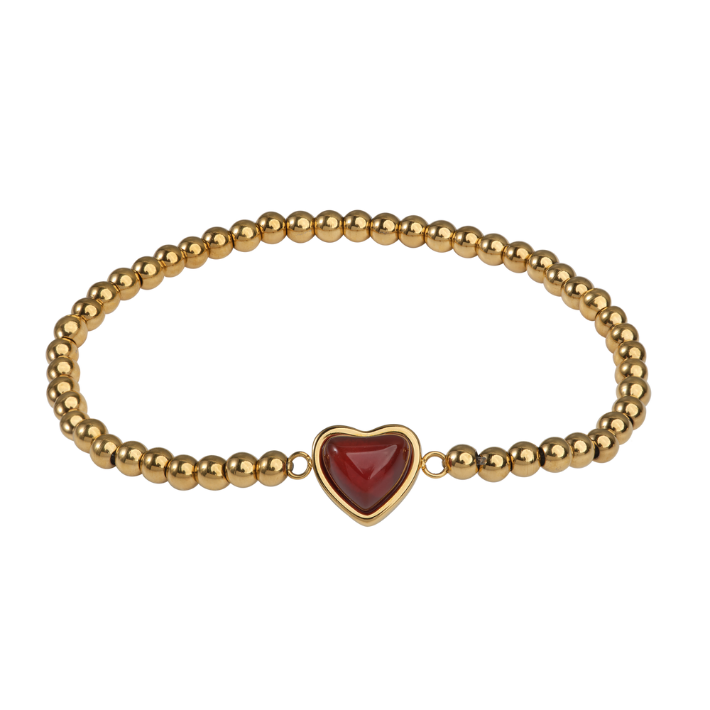 Pulsera de Corazón Nadia - Ágata Roja