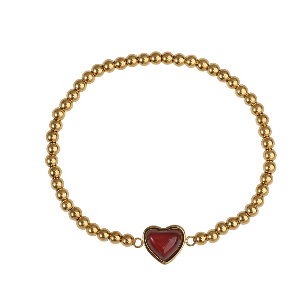 Pulsera de Corazón Nadia - Ágata Roja