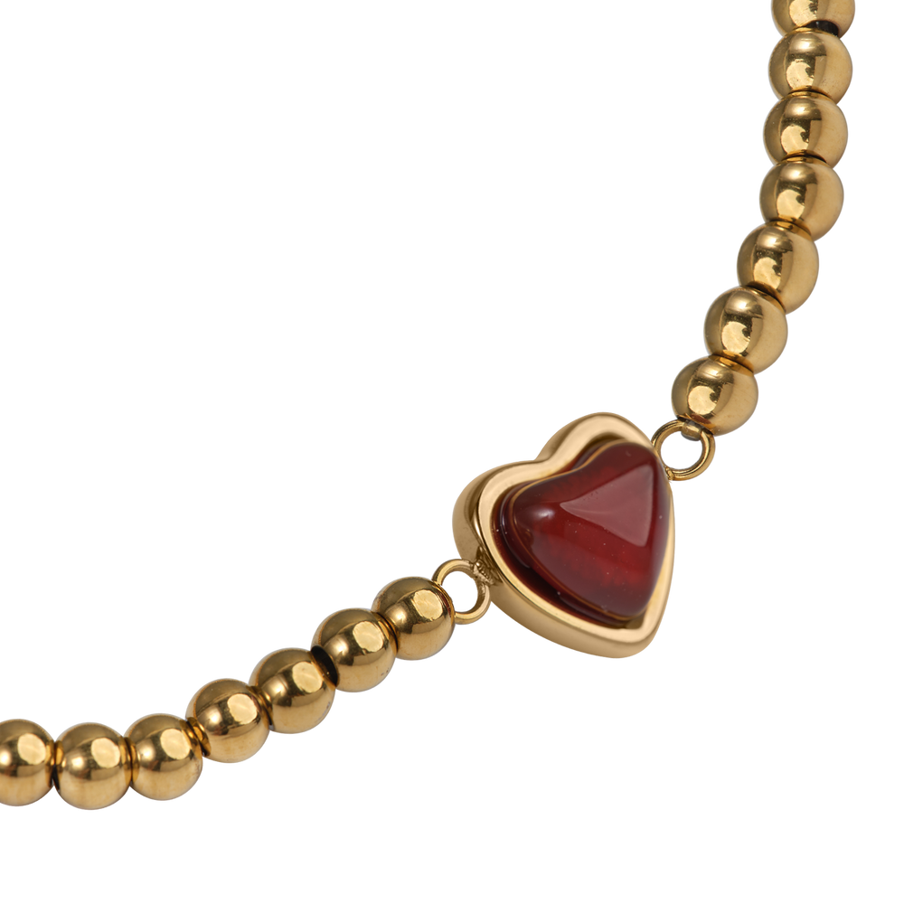 Pulsera de Corazón Nadia - Ágata Roja