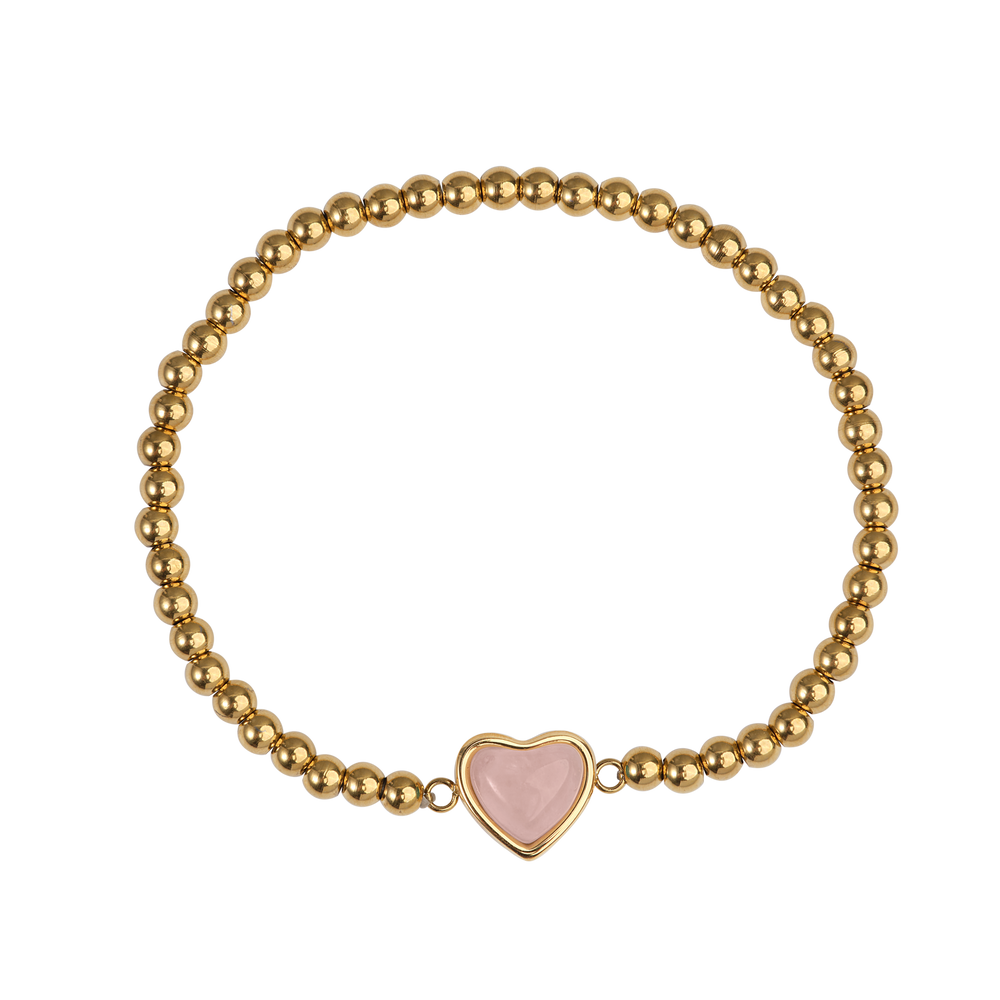 Pulsera de Corazón Nadia - Cuarzo Rosa