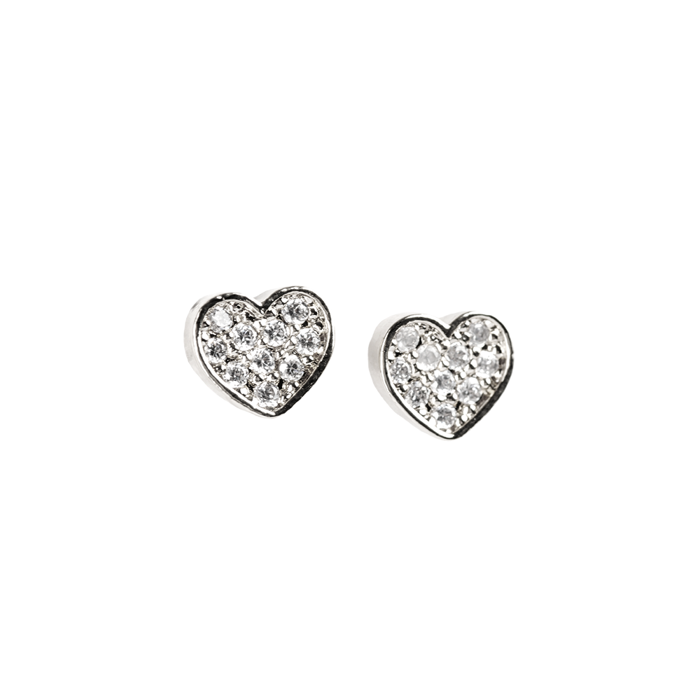 Pendientes De Corazón Plateados Con Circonitas - Para Mujer, Ideales Para Regalar En Cualquier Ocasión
