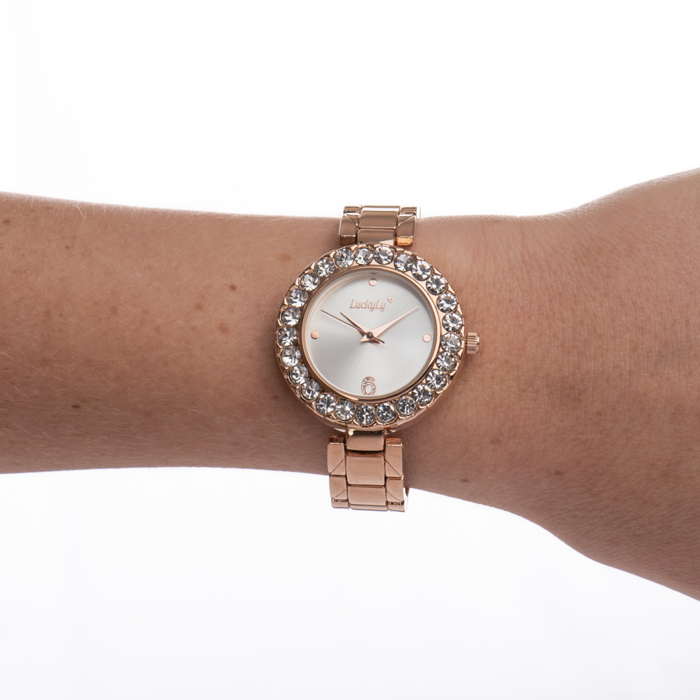 Reloj oro rosa mujer con zirconia