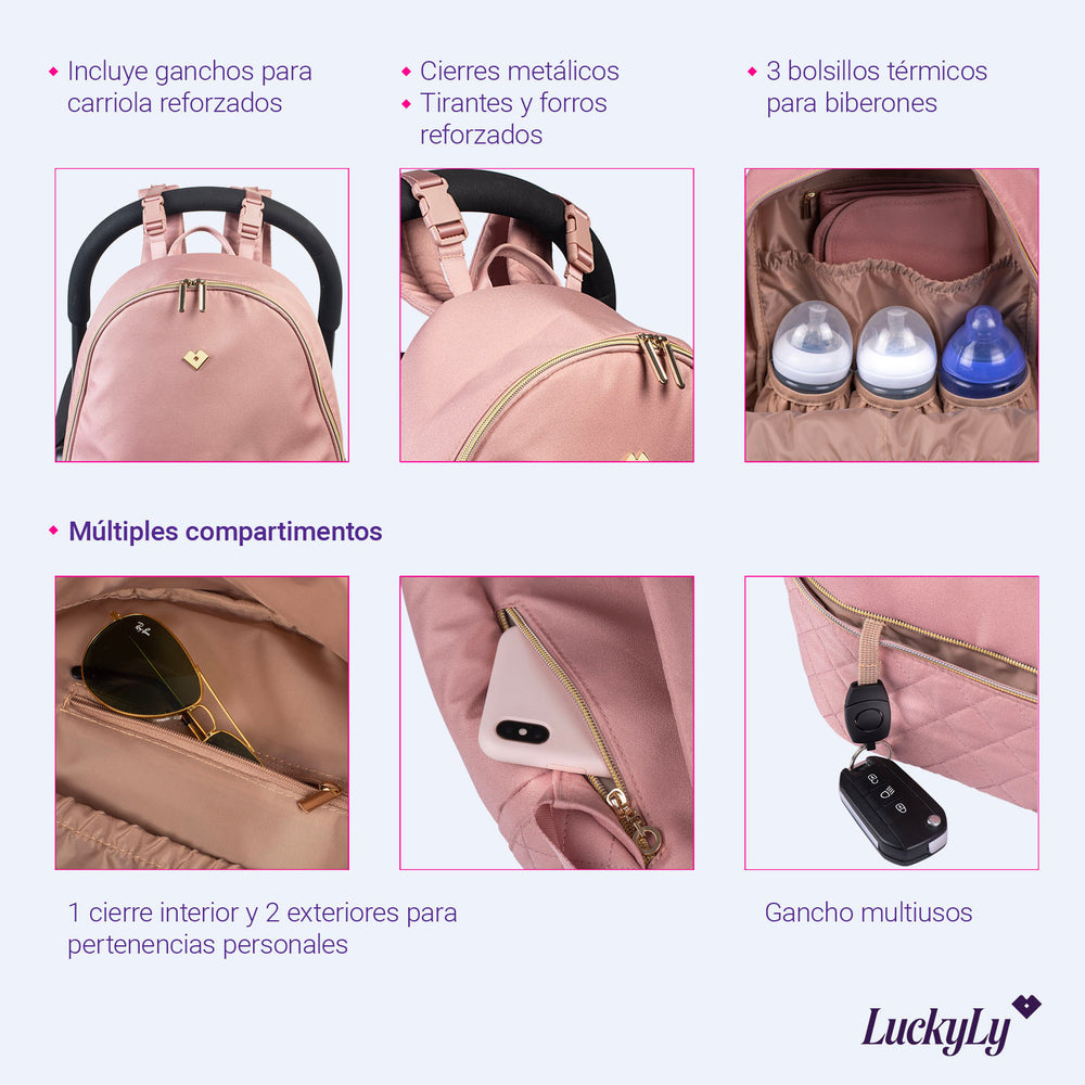 Mochila Pañalera para Bebé Sandy - Rosa